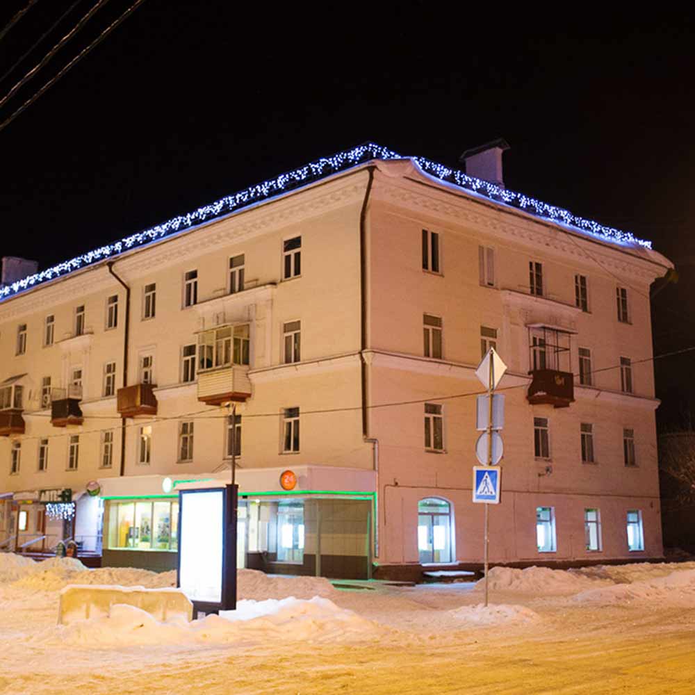 фото Гирлянда светодиодная neon-night айсикл (бахрома) 128 led свечение белое 4х0,6 м уличная (255-225)