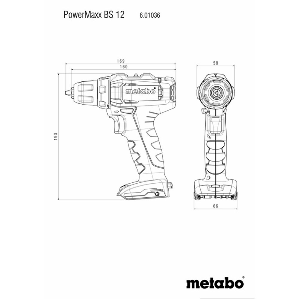 Дрель-шуруповерт аккумуляторная Metabo PowerMaxx BS 12 (601036500) 12В 2х2Ач Li-Ion