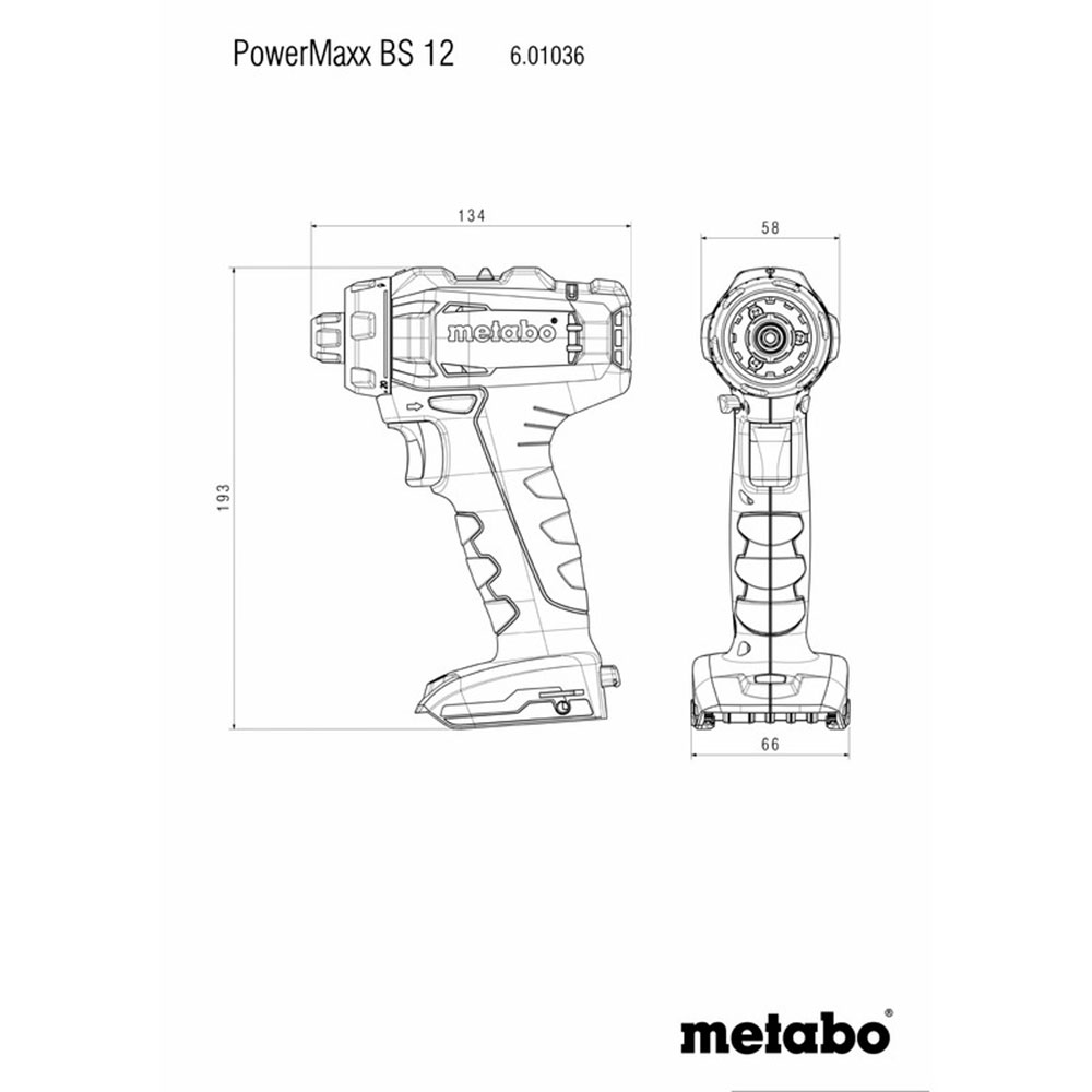 Дрель-шуруповерт аккумуляторная Metabo PowerMaxx BS 12 (601036500) 12В 2х2Ач Li-Ion