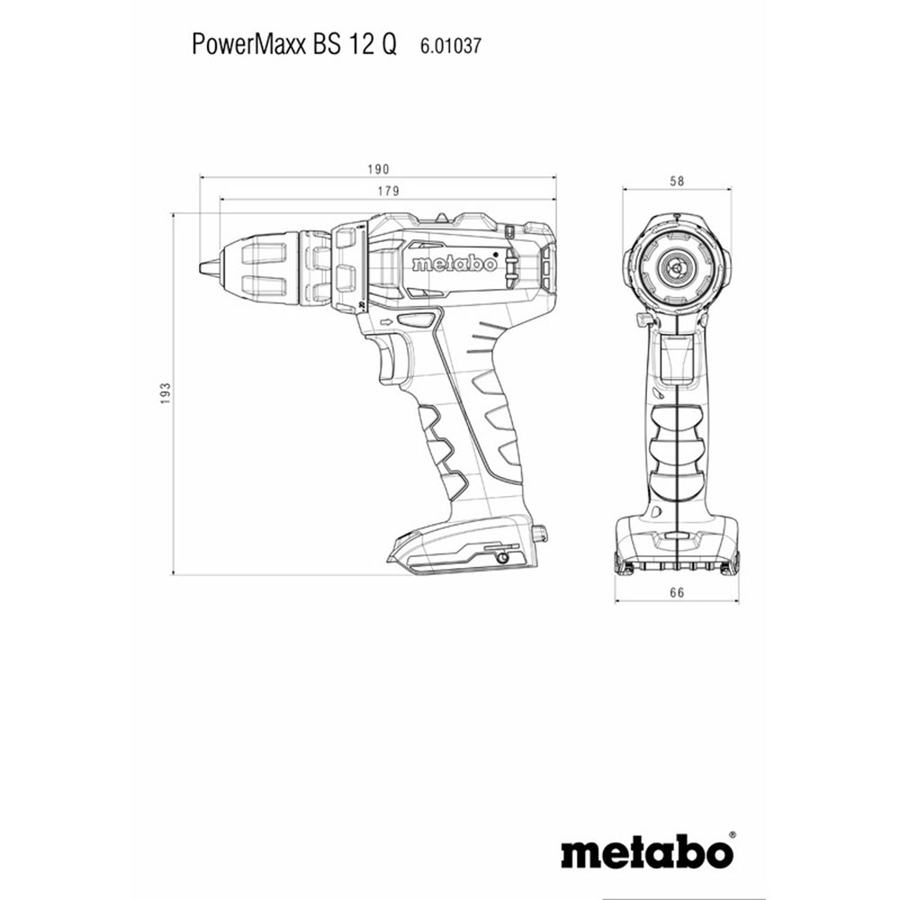 фото Дрель-шуруповерт аккумуляторная metabo powermaxx bs 12 q (601037500) 12в 2х2ач li-ion