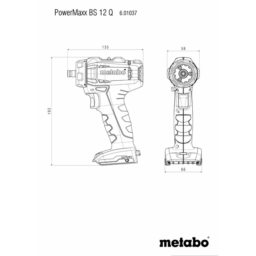 фото Дрель-шуруповерт аккумуляторная metabo powermaxx bs 12 q (601037500) 12в 2х2ач li-ion