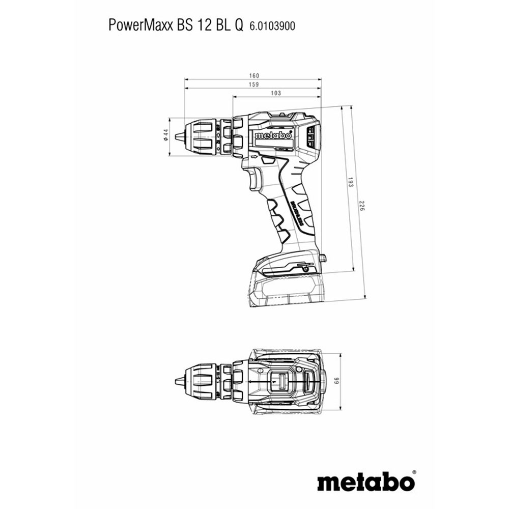 Дрель-шуруповерт аккумуляторная Metabo PowerMaxx BS 12 BL Q (601039500) 12В 2х2Ач Li-Ion