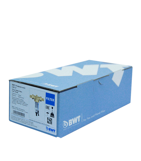 Предфильтр BWT Protector Mini для холодной воды прямая промывка 3/4 НР(ш) х 3/4 НР(ш)