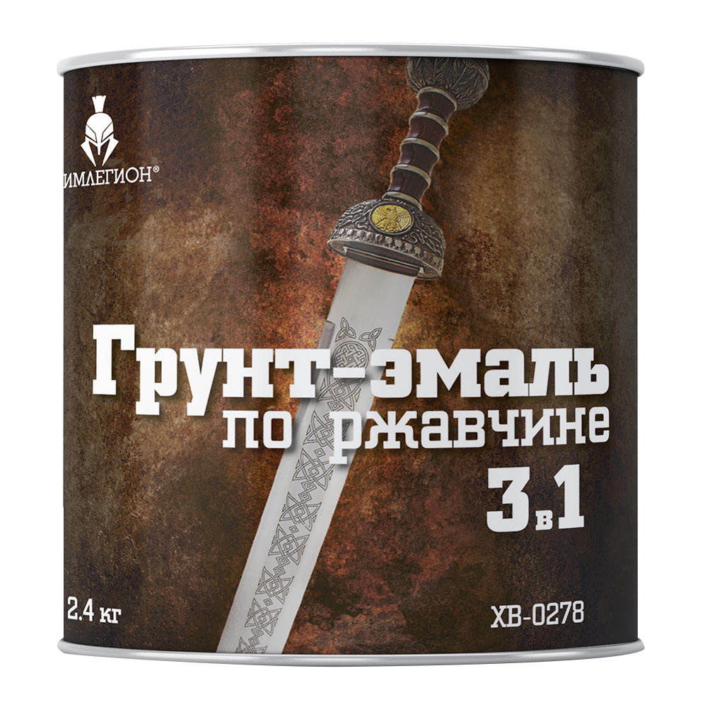 

Грунт-эмаль по ржавчине Химлегион ХВ-0278 красно-коричневая 3в1 2,4 кг, Красный