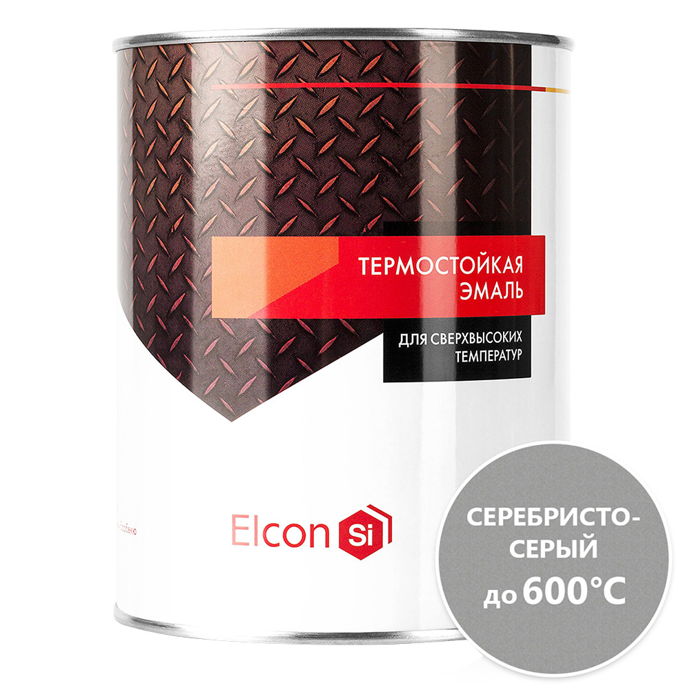 

Эмаль термостойкая Elcon 600 градусов серебристо-серая 0,8 кг, Серебристо-серый
