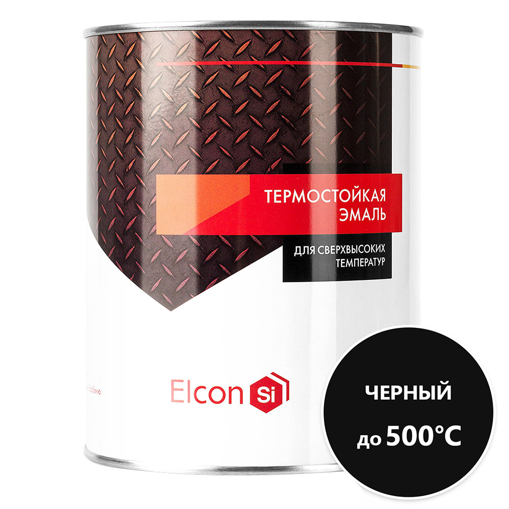 

Эмаль термостойкая Elcon 500 градусов черная 0,8 кг, Черный