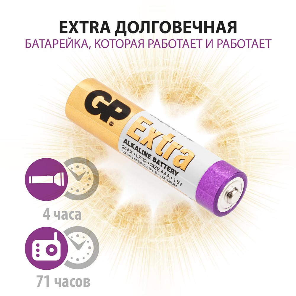 фото Батарейка gp batteries super aaa мизинчиковая lr03 1,5 в (10 шт.)