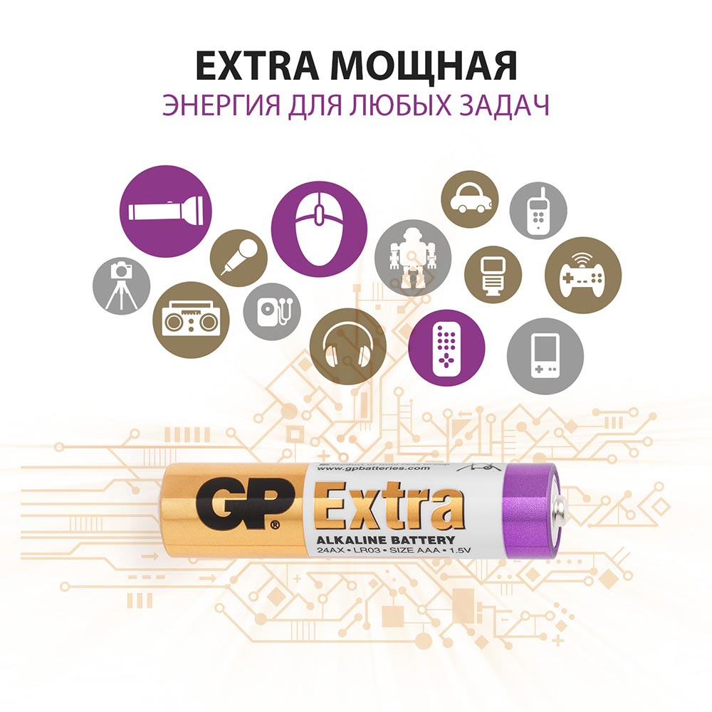 фото Батарейка gp batteries super aaa мизинчиковая lr03 1,5 в (10 шт.)