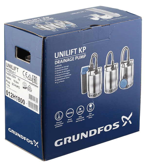 Насос дренажный Grundfos Unilift KP 250-A1 (012Н1800) для грязной воды 175 л/мин