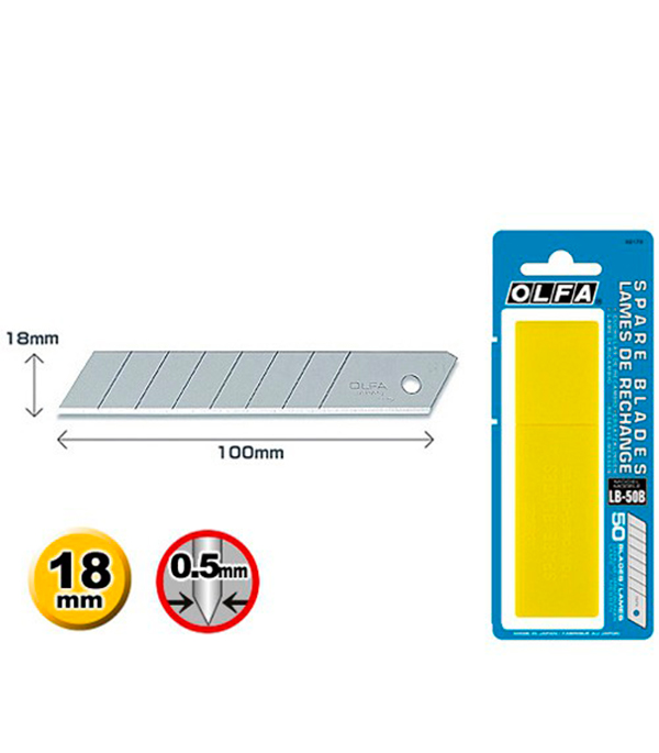 

Лезвие для ножа Olfa 18 мм прямое (50 шт.)