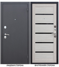 Дверь входная Ferroni Garda правая черный муар - лиственница мокко со стеклом 860х2050 мм