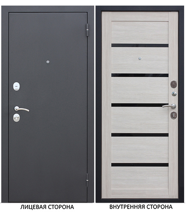 фото Дверь входная ferroni garda правая черный муар - лиственница мокко со стеклом 960х2050 мм