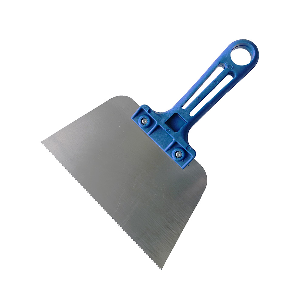 фото Шпатель для клея зубчатый 180 мм a1 нержавеющая сталь синий с пластиковой ручкой