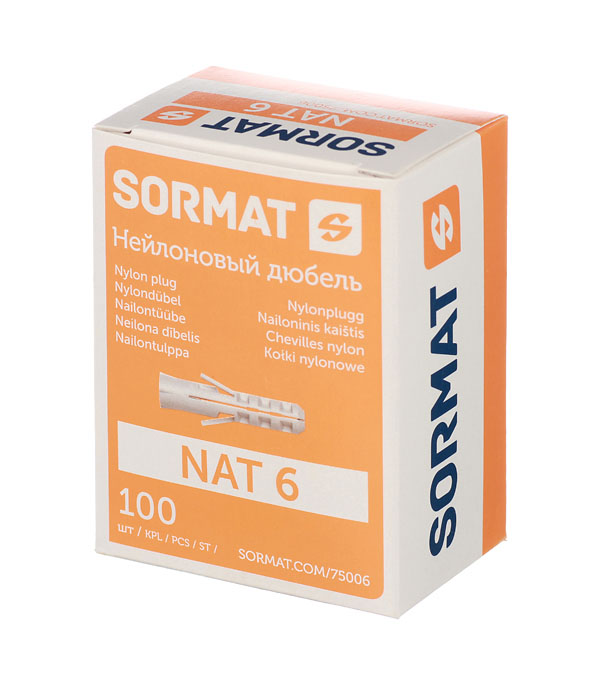 Дюбель распорный Sormat NAT 6x30 мм нейлон (100 шт.)