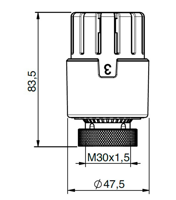Термоголовка Tiemme М30х1,5 мм для радиатора хром
