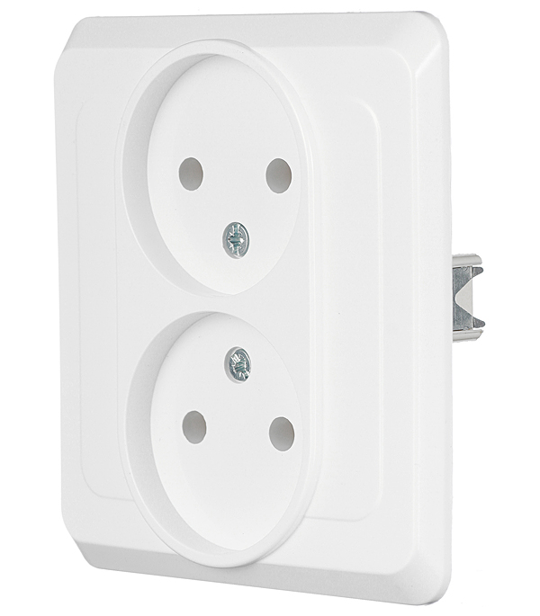

Розетка с рамкой Schneider Electric Этюд PC16-005B двойная скрытая установка белая без заземления, Белый
