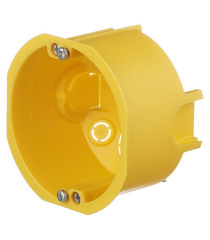 Подрозетник Systeme Electric для гипсокартона d68х47 мм 8 вводов желтый IP30 с металлическими лапками