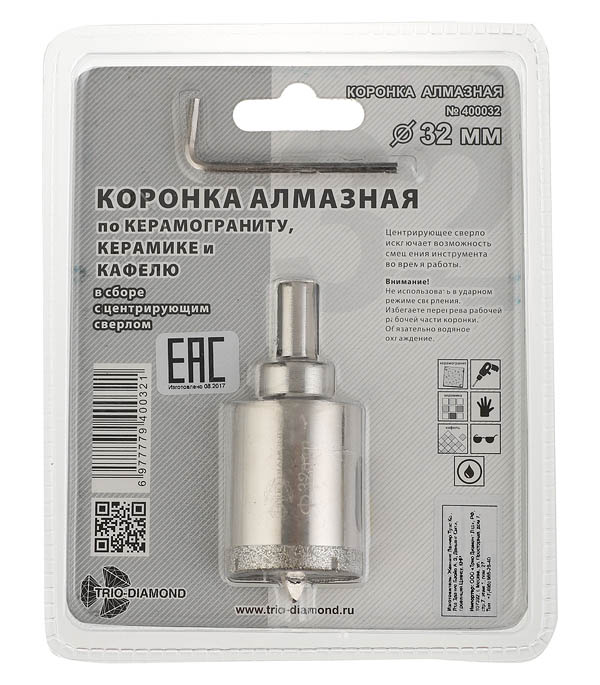 

Коронка алмазная Trio-Diamond (400032) по керамограниту d32 мм