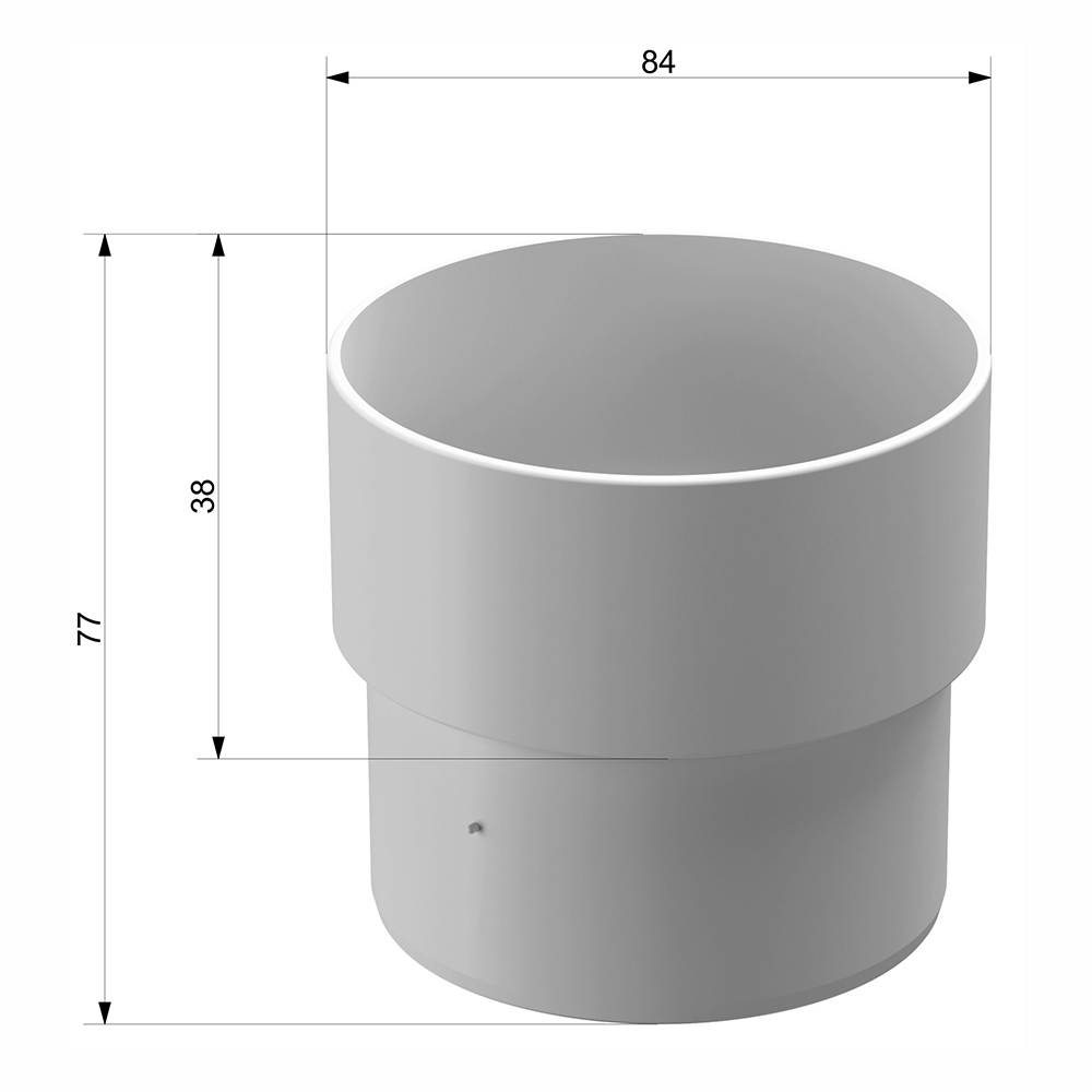 фото Муфта водосточной трубы пластиковая docke standard d80 мм пломбир ral 9003