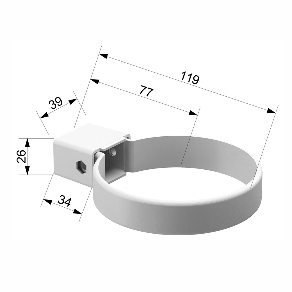 фото Хомут трубы пластиковый d80 мм docke standard пломбир ral 9003