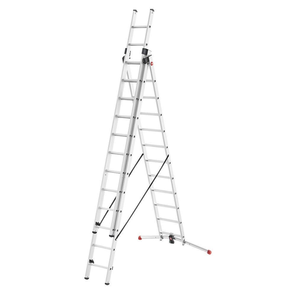 фото Лестница трансформер hailo s100 profilot трехсекционная алюминиевая 3х12 профессиональная