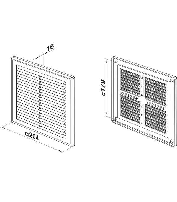

Вентиляционная решетка пластиковая Вентс 204х204 мм