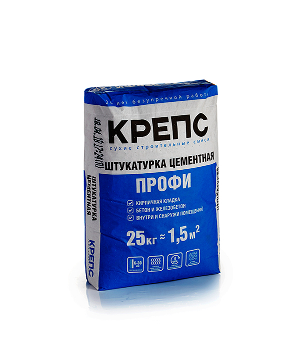 

Штукатурка цементная Крепс Профи армированная 25 кг