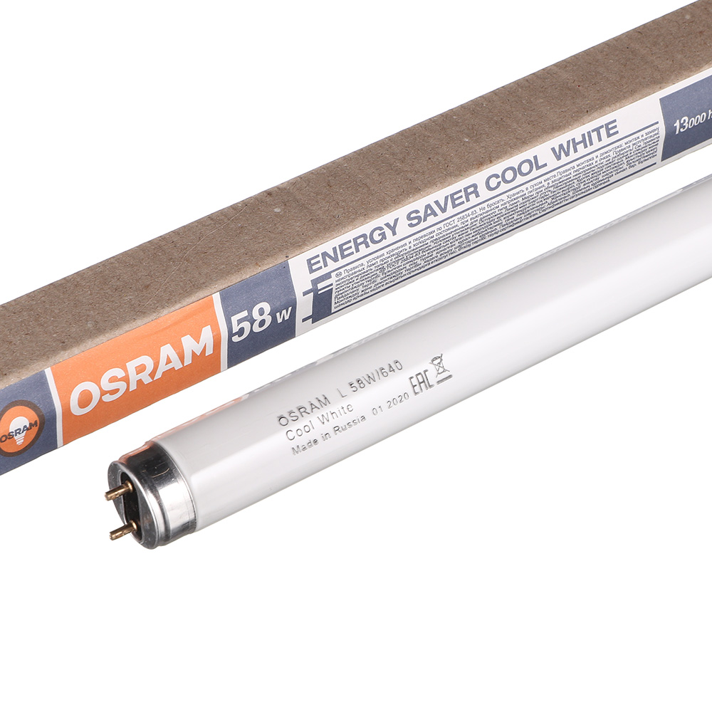 фото Лампа люминесцентная osram 58 вт g13 t8 трубка 4000к естественный белый свет 1500 мм