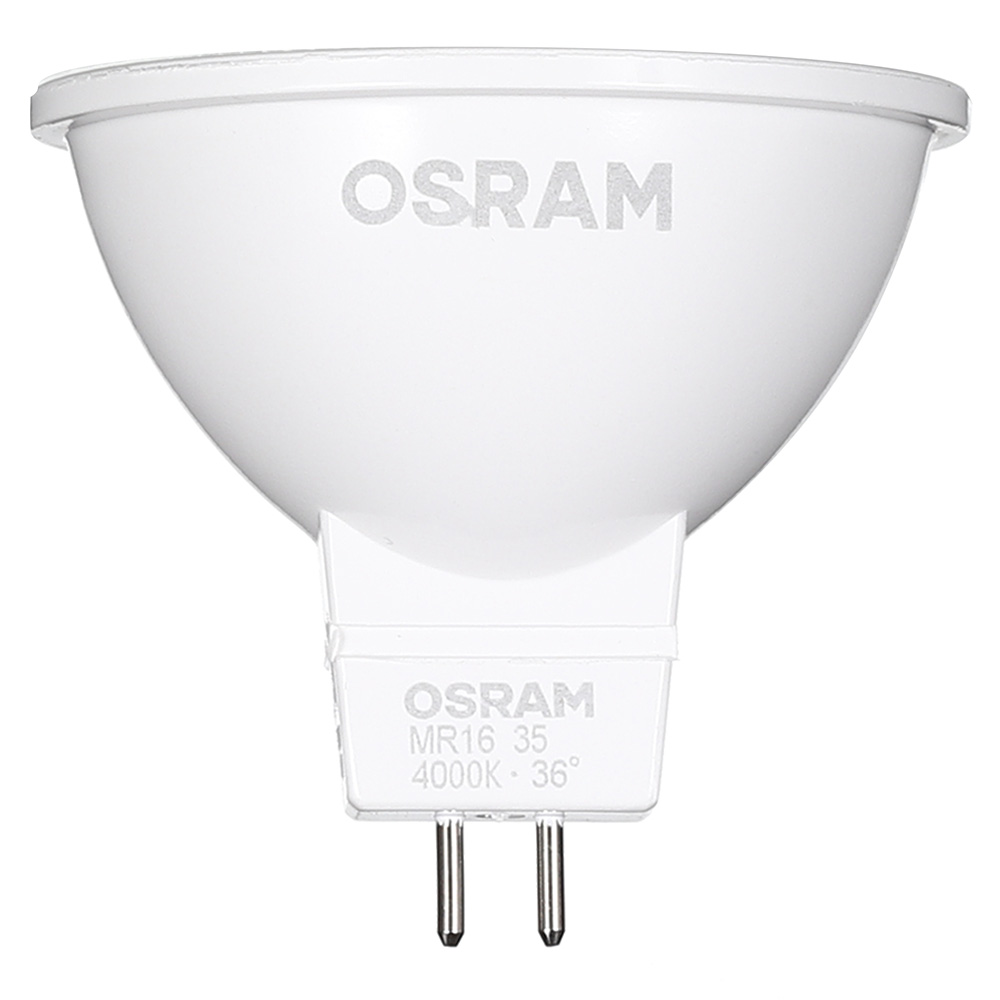 фото Лампа светодиодная osram 5 вт gu5.3 рефлектор mr16 4000к естественный белый свет 12 в