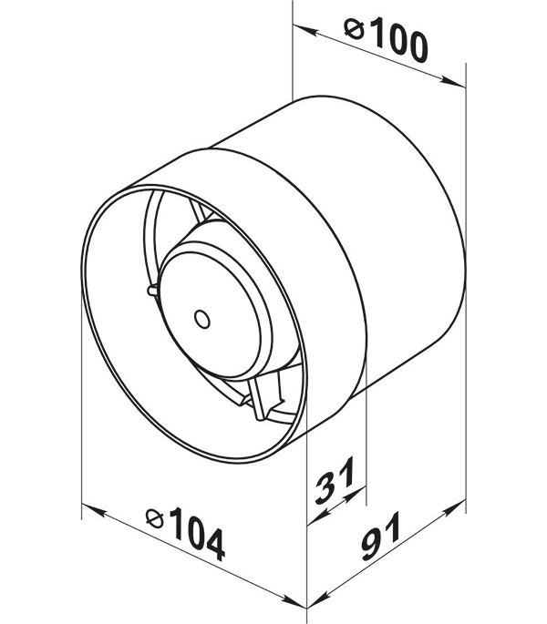 фото Вентилятор канальный осевой вентс 100 вко d100 мм белый