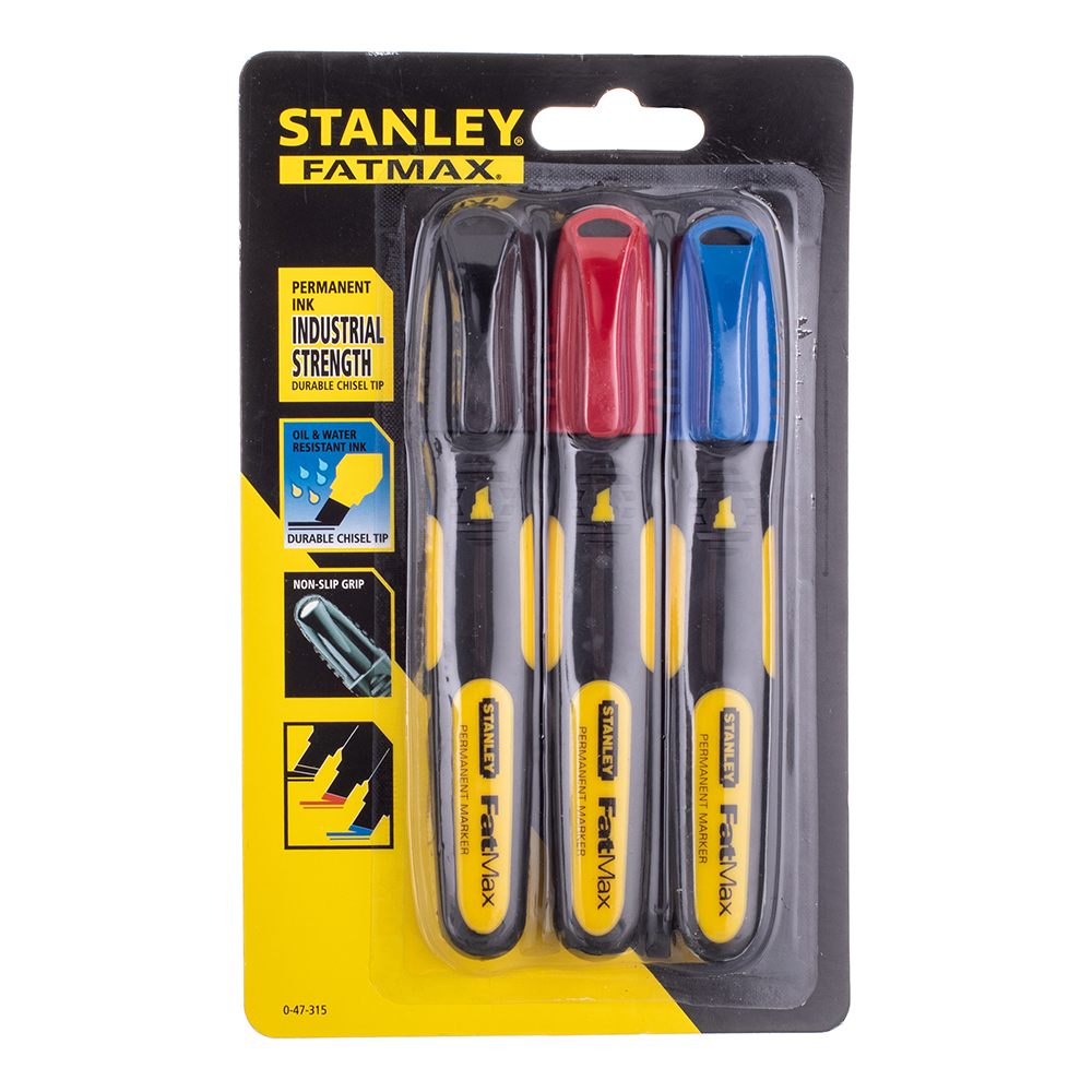 Маркер перманентный Stanley Fatmax 3 цвета в наборе (3 шт.)