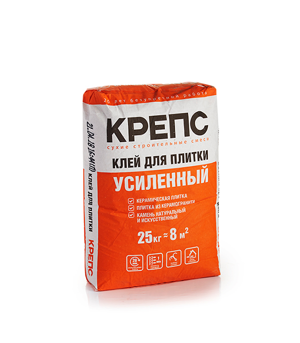 

Клей для плитки Крепс Усиленный 25 кг, Серый