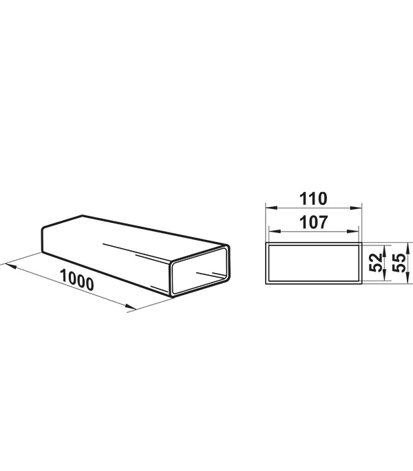 

Воздуховод плоский пластиковый 55х110 мм 1 м, Белый