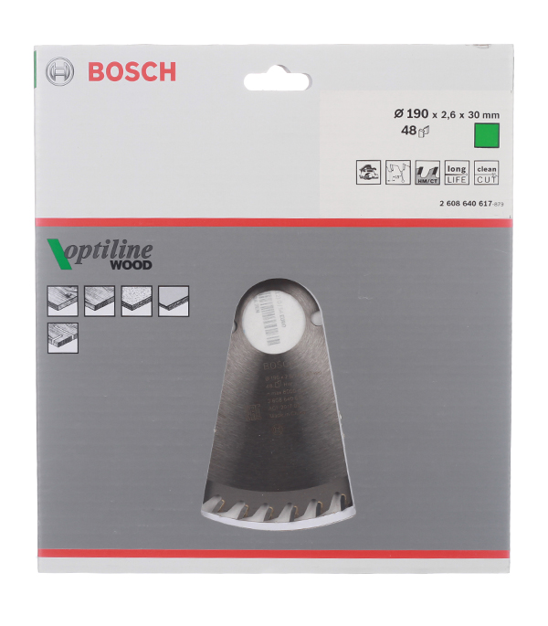 фото Диск пильный по дереву bosch optiline (2608640617) 190х30х2,6 мм 48 зубьев