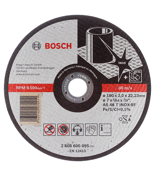 Круг отрезной по нержавеющей стали Bosch (2608600095) 180х22х2 мм