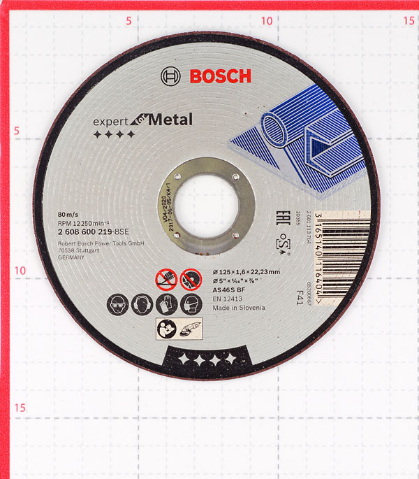 фото Круг отрезной по металлу bosch (2608600219) 125х22х1,6 мм