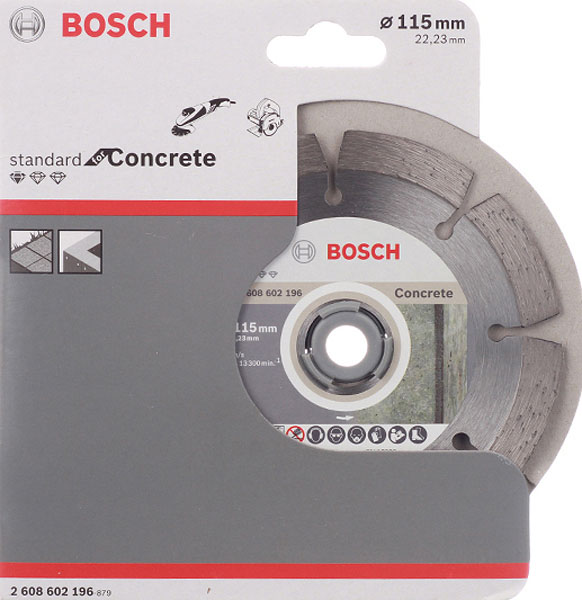 Диск алмазный по бетону Bosch Professional (2608602196) 115x22,2x1,6 мм сегментный сухой рез