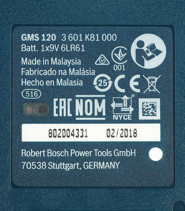 фото Детектор скрытой проводки bosch gms 120 professional (00601081000)