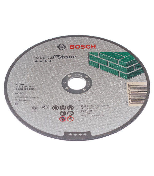 фото Круг отрезной по камню bosch (02608600323) 180х22х3 мм