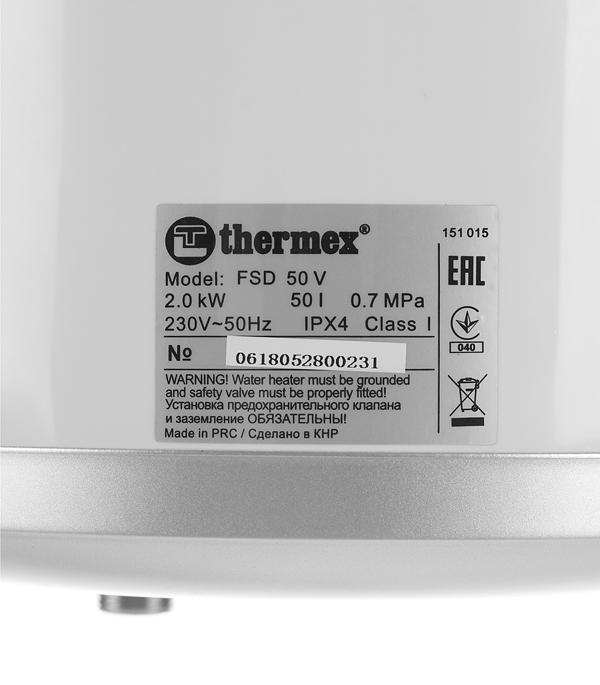 Водонагреватель накопительный Thermex FSD 50 V электрический 50 л 2 кВт вертикальный