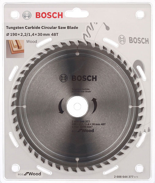 фото Диск пильный по дереву bosch optiline eco (2608644377) 190х30х2,5 мм 48 зубьев