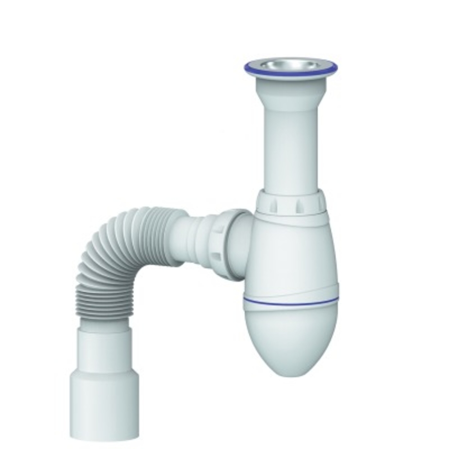 Сифон для раковины с литым выпуском 1 1/2\" и гибким соединением 40х40 ...