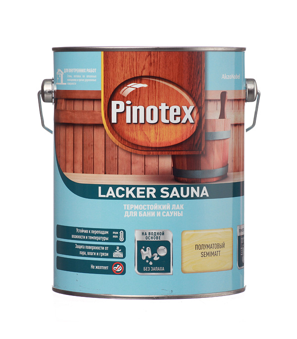 фото Лак акриловый pinotex lacker sauna бесцветный 2,7 л полуматовый