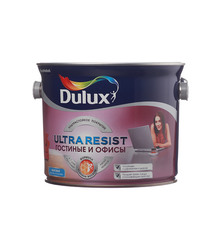 Краска водно-дисперсионная Dulux Ultra Resist гостиные и офисы моющаяся белая основа BW 2,5 л