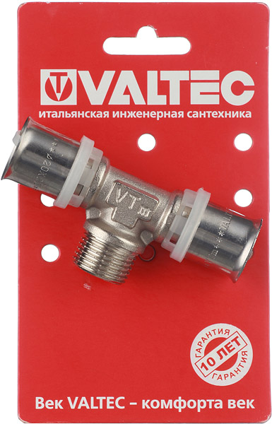 фото Тройник valtec (vtm.233.n.200420) 20(пресс) х 1/2 нр(ш) х 20(пресс)