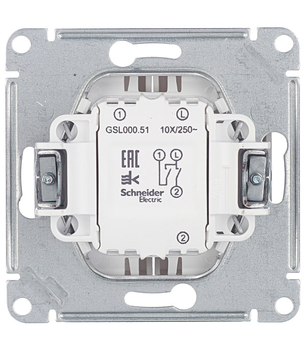 фото Выключатель schneider electric glossa gsl000351 двухклавишный скрытая установка алюминий