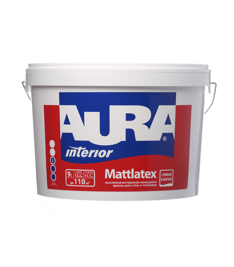 Краска водно-дисперсионная Aura Interior Mattlatex моющаяся прозрачная основа TR 9 л