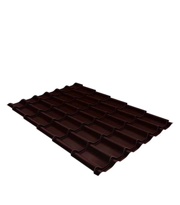 фото Металлочерепица 1,18х1,15 м толщина 0,5 мм satin шоколад ral 8017 grand line