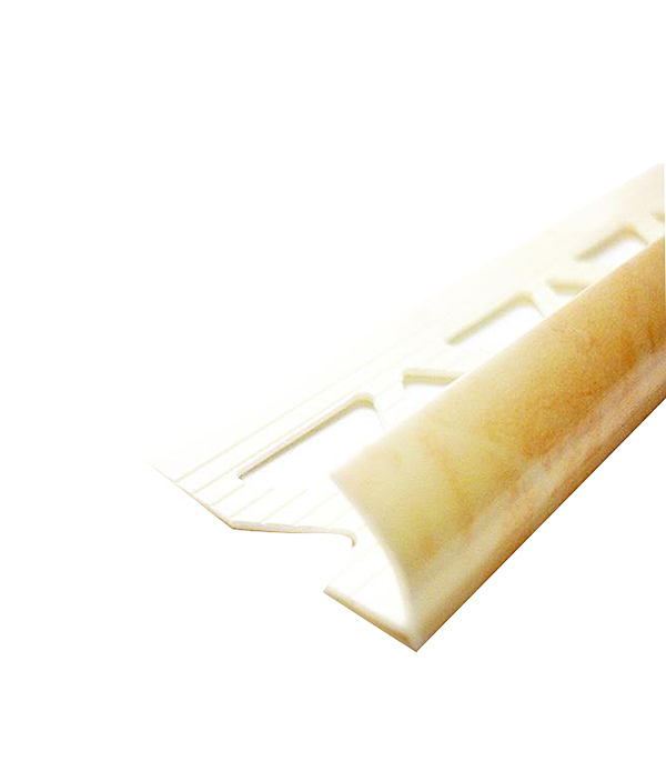 фото Уголок пвх для кафельной плитки наружный 9 мм 2,5 м бежевый мрамор
