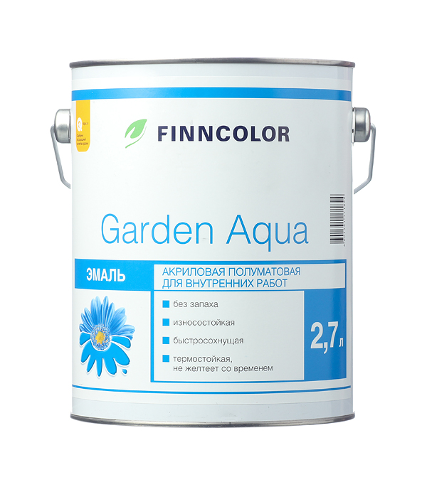 фото Эмаль акриловая finncolor garden aqua основа a полуматовая 2,7 л